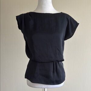 Reiss Navy Relaxed Tie Front Blouse